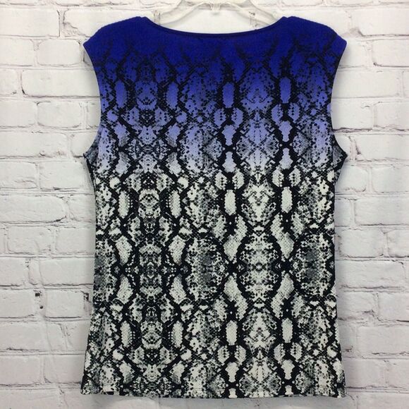 Calvin Klein CK Ombre Snake Print Blouse Women's Size M Blue/White/Black Career - Picture 7 of 7
